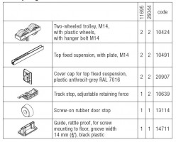 HAWA 26044 Junior 160/B sliding interior fitting fitting set up to 160kg