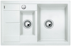 BLANCO 513468 Sink Metra 6 S Compact white with Silgranit PuraDur eccentric