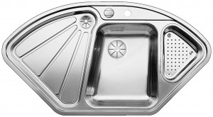 BLANCO 523667 Sink Delta II-F stainl.steel InFino silk gloss+eccent., 2 holes