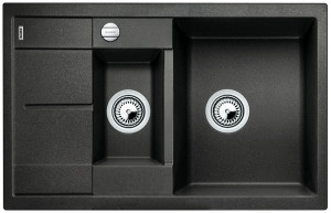 BLANCO 525925 sink METRA 6 S Compact black SILGRANIT® PuraDur® with eccentric