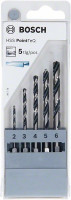 BOSCH 2607002824 5-Piece Twist Drill Set HSS PointTeQ Hex 2-6mm