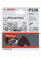 BOSCH 2608621688 Sanding paper 5 pcs F460 Best for Wood and Paint, P180, 93 mm