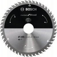 BOSCH 2608837689 Saw blade Standard for Wood for battery saws 165×1.5×30mm, 48