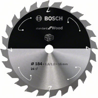 BOSCH 2608837700 Saw blade Standard for Wood for battery saws 184×1.6×16mm, 24