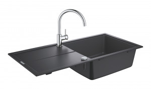 GROHE 31885AP0 Set K400 granite black + Bauclassic chrome