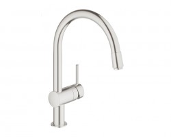 GROHE 32918DC0 Tap Minta C-spout with pull-out aerator supersteel