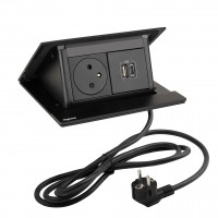 LEGRAND PopUp, 1x 230V, 1x USB A/C charger, black matte