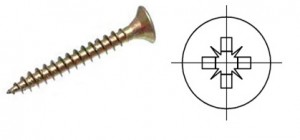 StrongFix Screw PZ 2,5x16 with countersunk head yellow zinc PZ1