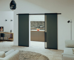 K-TERNO Diva set metal. for 2 frame glass doors 2200/750, silencer, 3m, silver