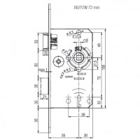 TWIN Mortise Lock, Metal Shoot, BB Bolt, 72mm Pitch Left