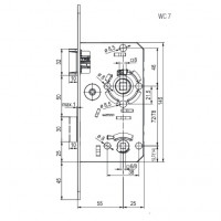 Twin lock mortise plastic bolt WC/78 mm right