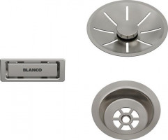 BLANCO 207406 Drain set with overflow for single sink Satin Platinum