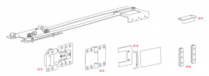 TERNO Spin fittings set for folding doors, 447mm, 12mm, gray