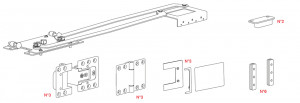 TERNO Spin fittings set for folding doors, 497mm, 23mm, white