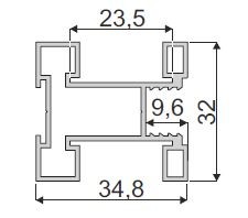 IC-mounting rail Rome 10mm alu EU champagne 5.3m