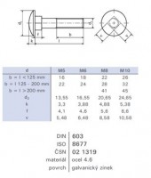 Neck screw M8x65 DIN 603 zinc white