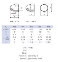 Closed nut high M8 DIN 1587 zinc white