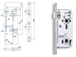 HOBES 540C lock 90/80 WC 6X6 zinc white