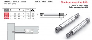 Cam screw-in dowel  TE72 to eccentric EC35 M8x35mm galvanized