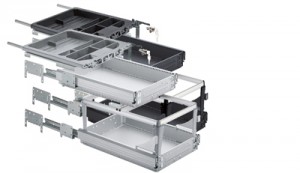 HETTICH 9111143 container set with FULL EXT.s with overlap,P2O 392x730mm black