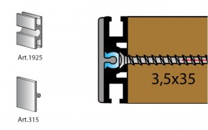 K-TERNO Dama guide set for loaded doors anodized 3m