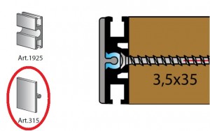 TERNO Dama cover strip for loaded doors 315/A elox 2m