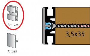 TERNO Dama guide rail for loaded doors 1925/A elox 3m