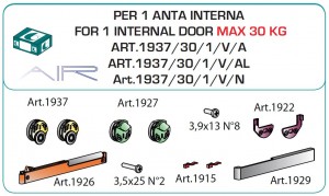 TERNO Dama fitting set for inset glass doors with damping external 30kg