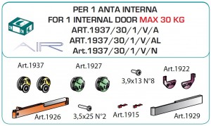 TERNO Dama fitting set for inset glass doors with damping internal 30kg