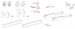 TERNO Dama fittings set for loaded wooden doors with 30kg damping