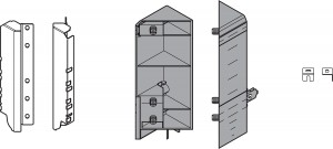 BLUM ZSF.345E.D1 TANDEMBOX front fixing bracket, D EXPANDO, SPACE CORNER grey